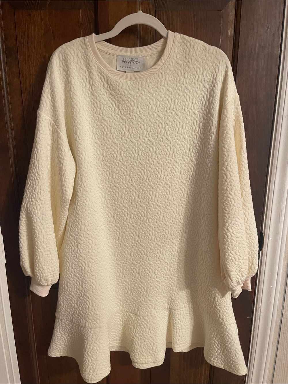Madewell Cream Textured Quilted Swing Dress